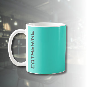 Turquoise effen kleur gepersonaliseerd koffiemok