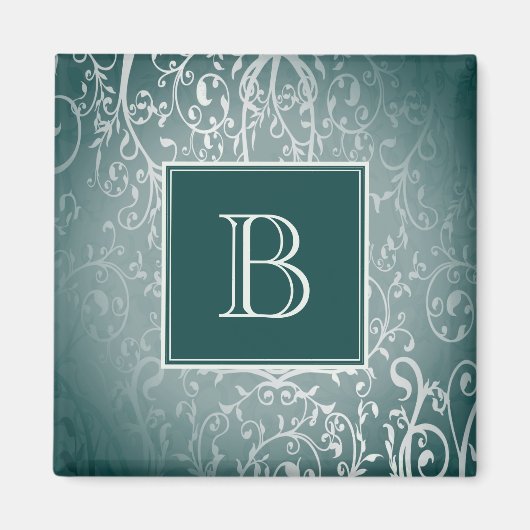 Turquoise Élégant aimant Monogramme (Devant)
