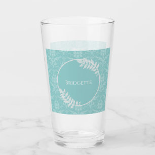 Turquoise élégant Damas verre personnalisé
