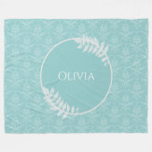 Turquoise Elegant Damask Couverture en polaire per (Devant (Horizontal))