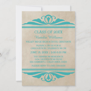 Turquoise Elegant Deco Invitation