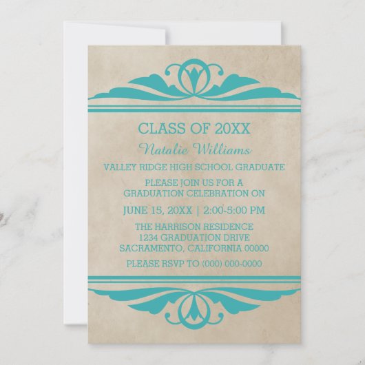 Turquoise Elegant Deco Invitation (Devant)