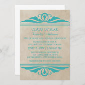 Turquoise Elegant Deco Invitation (Devant / Derrière)