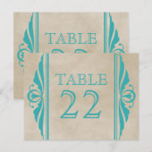 Turquoise Elegant Déco Numéro de table Carte posta (Devant / Derrière)
