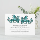 Turquoise Elegant Dragon Wedding Invitation (Debout devant)