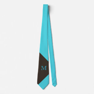 Turquoise élégant et Cravate Monogram Brown