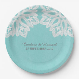 Turquoise Elegant Lace Paper Borden Papieren Bordje