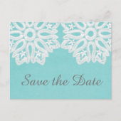Turquoise Elegant Lace Save the Date Briefkaart (Voorkant)