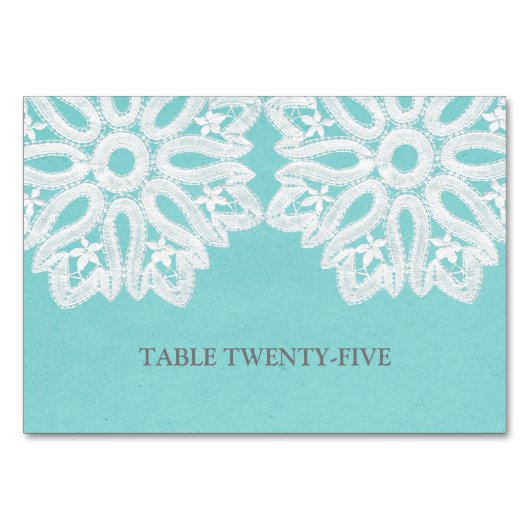 Turquoise Elegant Lace Table Kaart (Voorkant)
