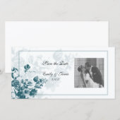 Turquoise Elegant Mariage de fleurs Cartes photos (Devant / Derrière)