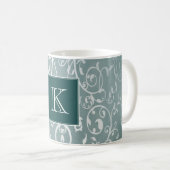 Turquoise Élégant Monogram Mug (Devant droit)