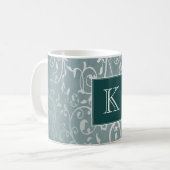 Turquoise Élégant Monogram Mug (Devant gauche)