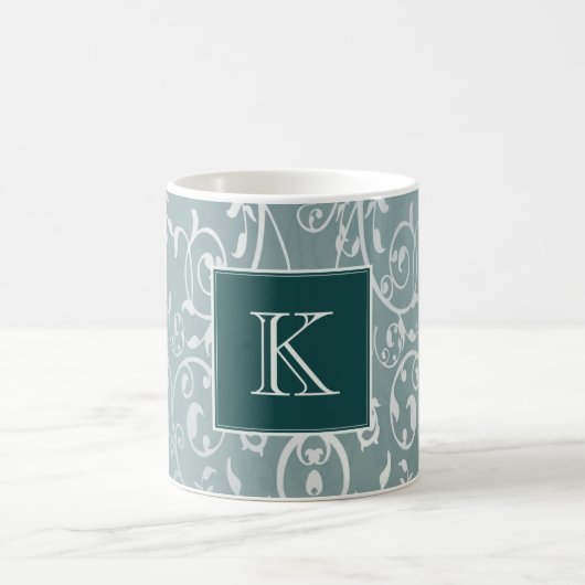 Turquoise Élégant Monogram Mug (Centre)