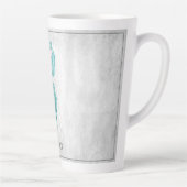 Turquoise Elegant Peacock Personnalisé Latte Mug (Droite)