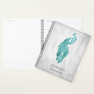Turquoise Elegant Peacock Planner
