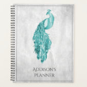 Turquoise Elegant Peacock Planner (Devant)