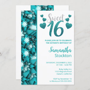 Turquoise élégant Sweet 16 Invitation