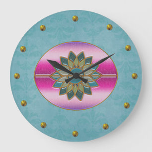 Turquoise élégante et horloge murale rose d'art