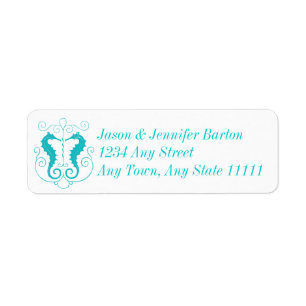 Turquoise elegante zeepaardjes nautisch etiket