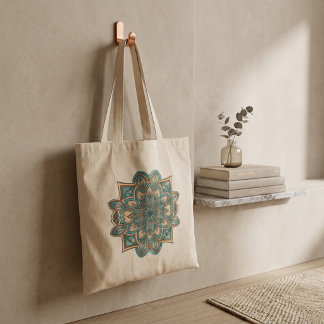 Turquoise Elegantie Mandala Tote Bag