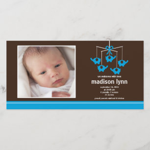 Turquoise Elephants Baby Girl Birth Annoucement Aankondiging