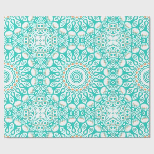 Turquoise en beige oceaan Mandala patroon Cadeaupapier (Vlak)