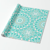 Turquoise en beige oceaan Mandala patroon Cadeaupapier (Uitgerold)