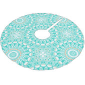 Turquoise en beige oceaan Mandala patroon Kerstboom Rok (Gekanteld)