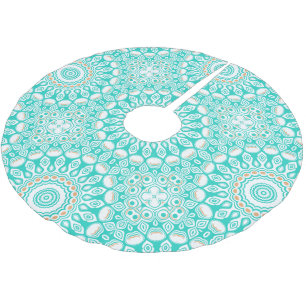 Turquoise en Beige Oceaan Mandala Patroon Kerstboom Rok