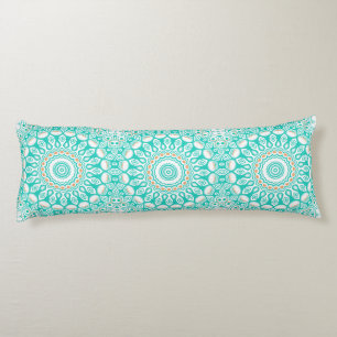 Turquoise en beige oceaan Mandala patroon Lichaamskussen