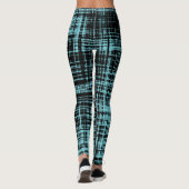 Turquoise en Black Abstract Stripe Pattern Leggings (Achterkant)