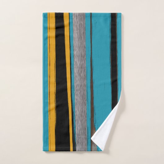 Turquoise en Black - Abstracte kunststrepen Bad Handdoek (Handdoek)