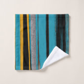 Turquoise en Black - Abstracte kunststrepen Bad Handdoek (Wasdoekje)
