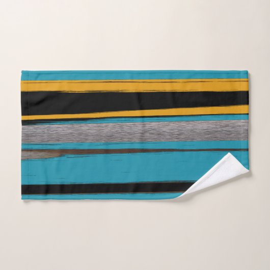 Turquoise en Black - Abstracte kunststrepen Bad Handdoek (Handdoek)