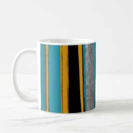Turquoise en Black - Abstracte kunststrepen Koffiemok