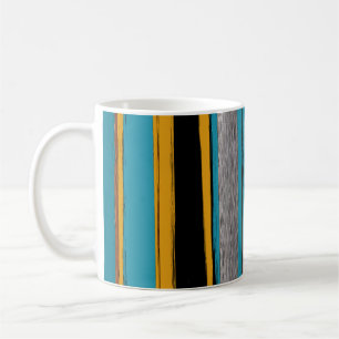 Turquoise en Black - Abstracte kunststrepen Koffiemok