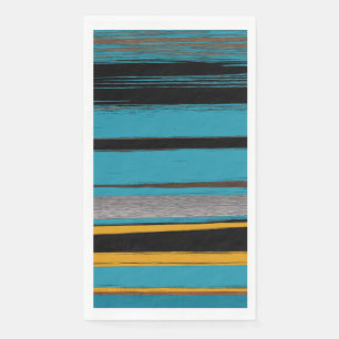 Turquoise en Black - Abstracte kunststrepen Servet