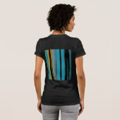 Turquoise en Black - Abstracte kunststrepen T-shirt (Achterkant volledig)