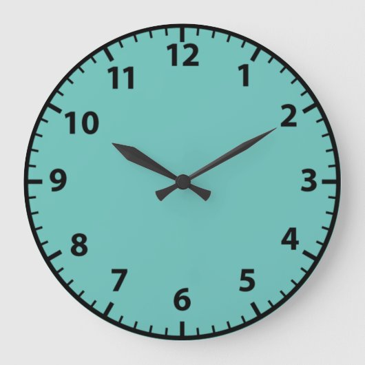 Turquoise en Black Blauwgroen Wall Clock Grote Klok (Voorkant)