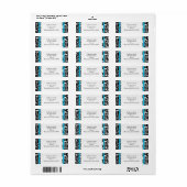 Turquoise en Black Damask Swirls Adresetiketten Etiket (Full Sheet)