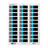 Turquoise en Black Damask Swirls Adresetiketten Etiket (Full Sheet)