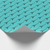 Turquoise en Black Eiffel Tower Cadeaupapier (Hoek)