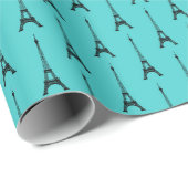 Turquoise en Black Eiffel Tower Cadeaupapier (Rol Hoek)