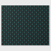 Turquoise en Black Eiffel Tower Cadeaupapier (Vlak)