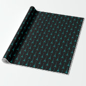 Turquoise en Black Eiffel Tower Cadeaupapier (Uitgerold)