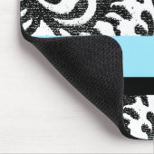 Turquoise en Black Floral Pattern Muismat (Hoek)