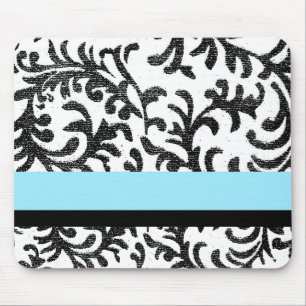Turquoise en Black Floral Pattern Muismat
