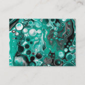 Turquoise en Black Marble Fluid Art Visitekaartje (Achterkant)