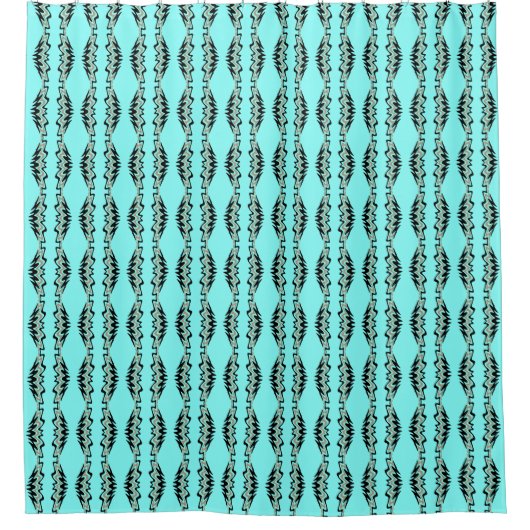 Turquoise en Black Unique Pattern Douchegordijn (Voorkant)