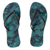 Turquoise en Blauw Marmer Abstract Teenslippers (Voetbed)